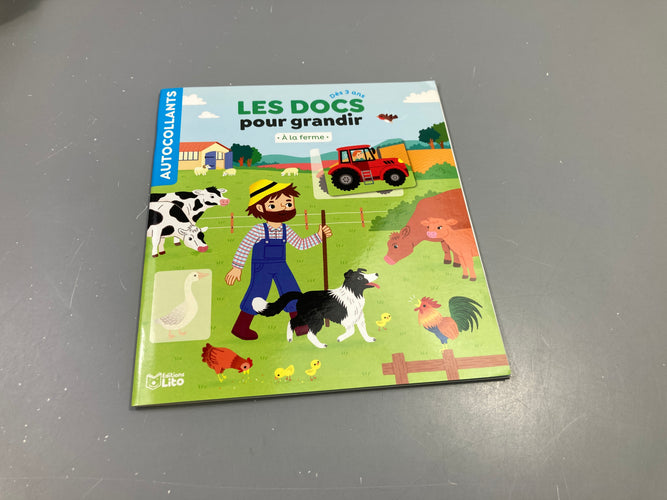Les Docs pour grandir, à la ferme, avec autocollants, +3a, moins cher chez Petit Kiwi