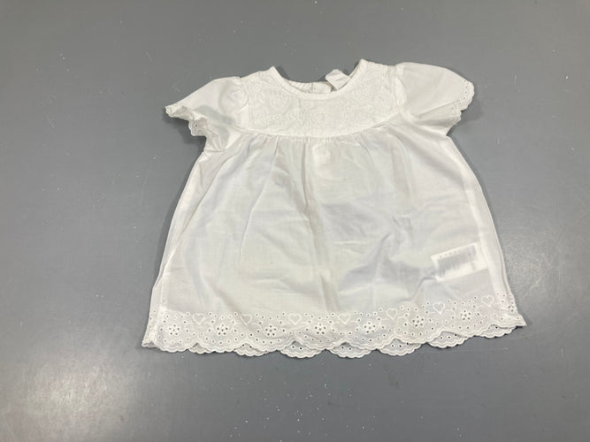 Robe m.c blanche broderie bord, moins cher chez Petit Kiwi