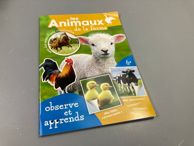 Les animaux de la ferme avec des autocollants réutilisables, +6a, moins cher chez Petit Kiwi