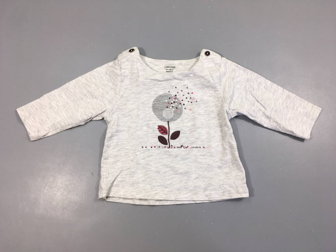 T-shirt m.l gris chiné fleurs sequins, moins cher chez Petit Kiwi