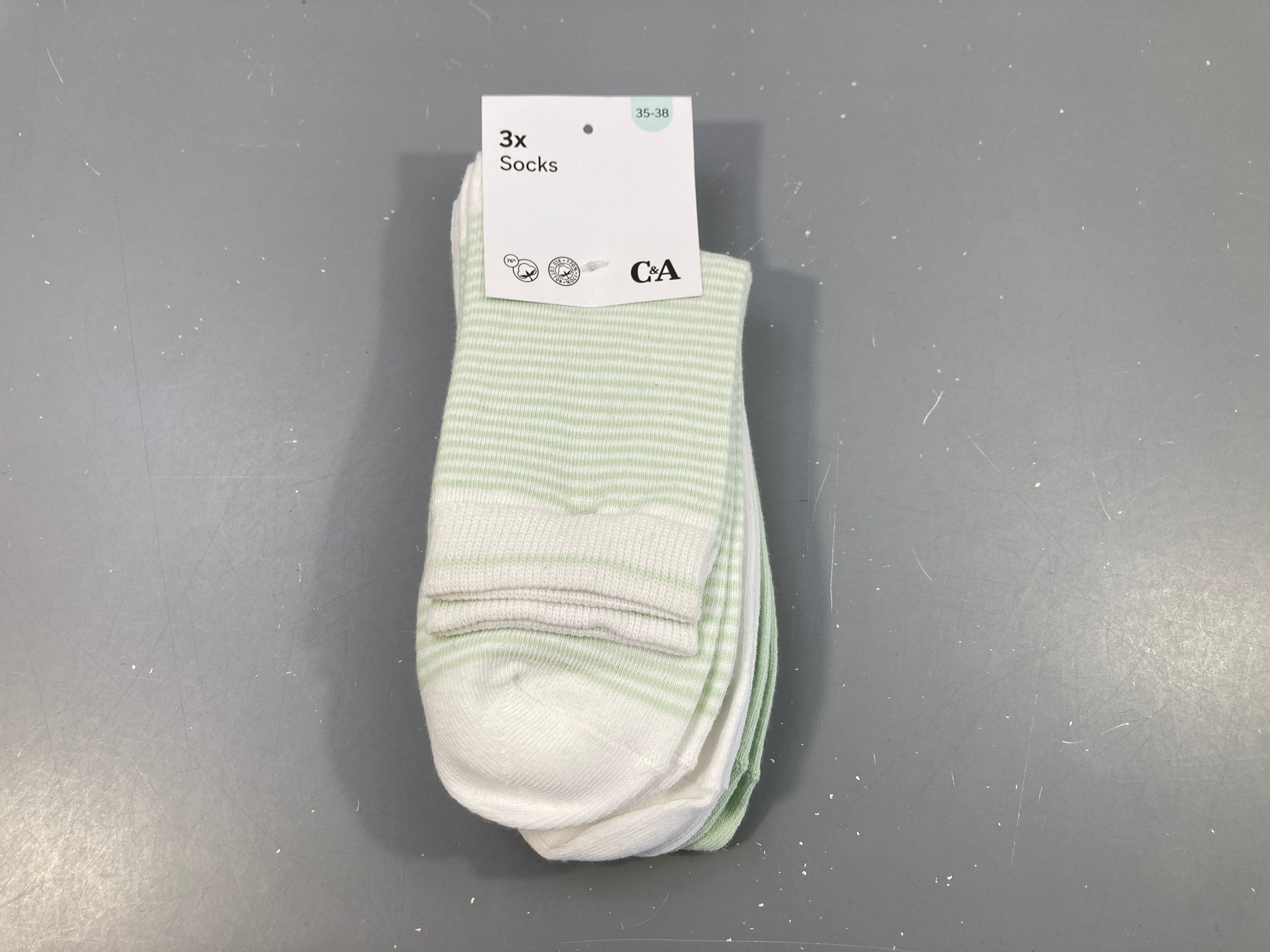 3 Paires de chaussettes blanc/vert/rayé