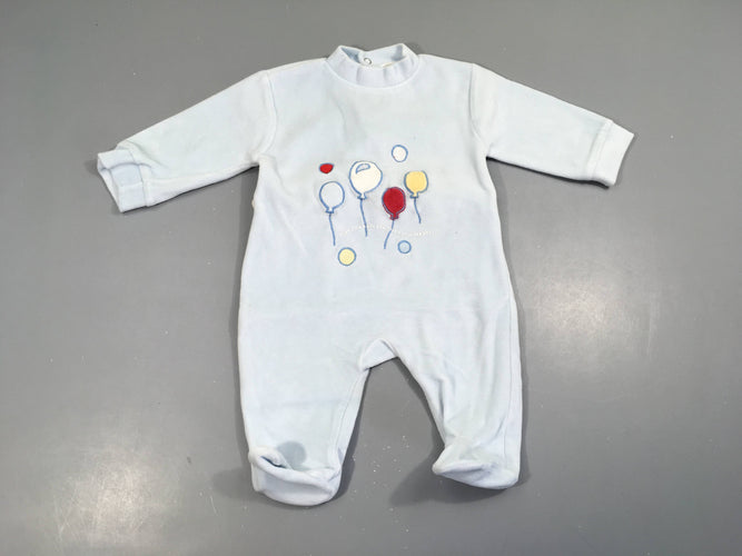 Pyjama velours bleu ballons, moins cher chez Petit Kiwi