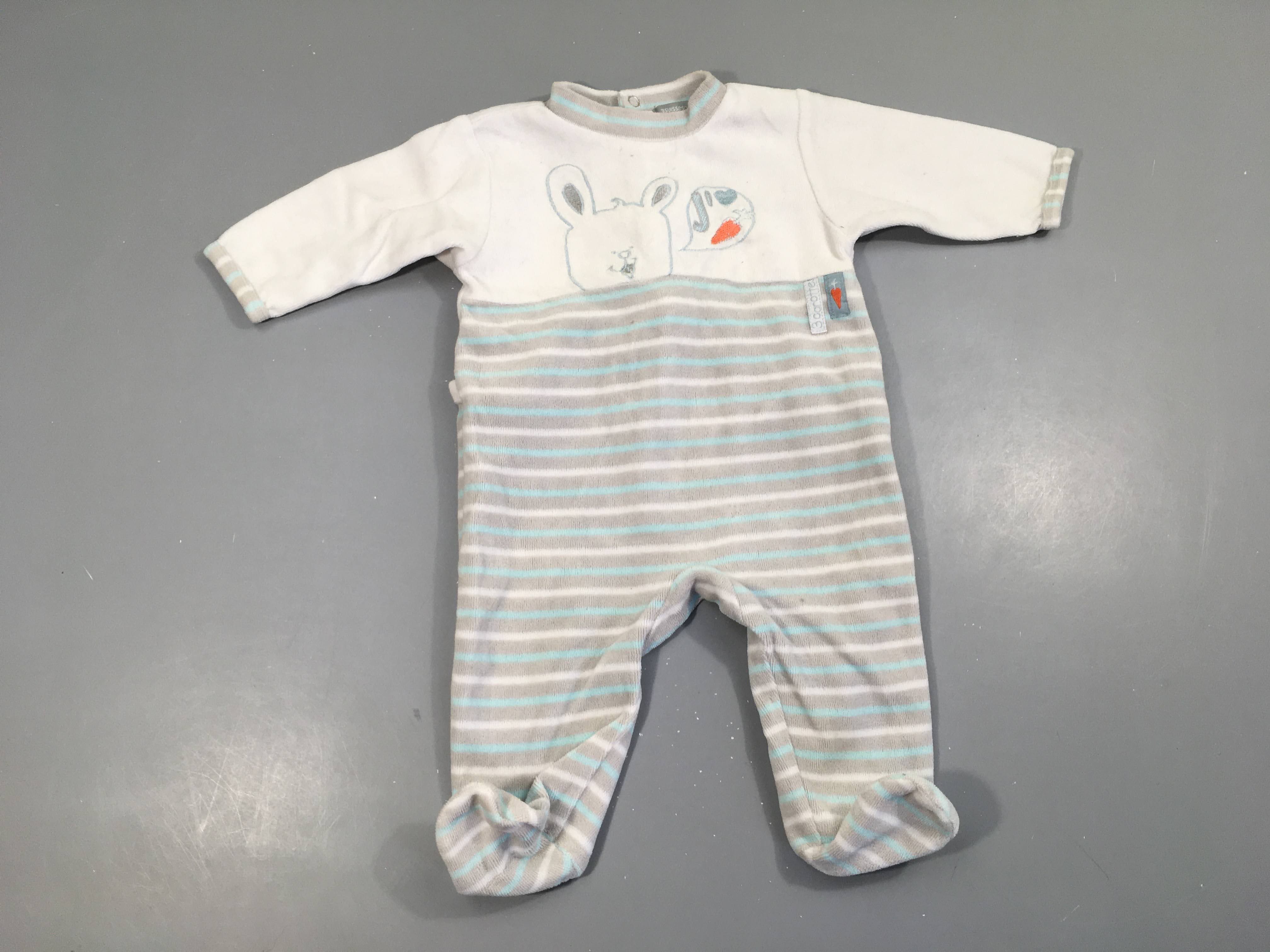 Pyjama velours blanc/gris lapin