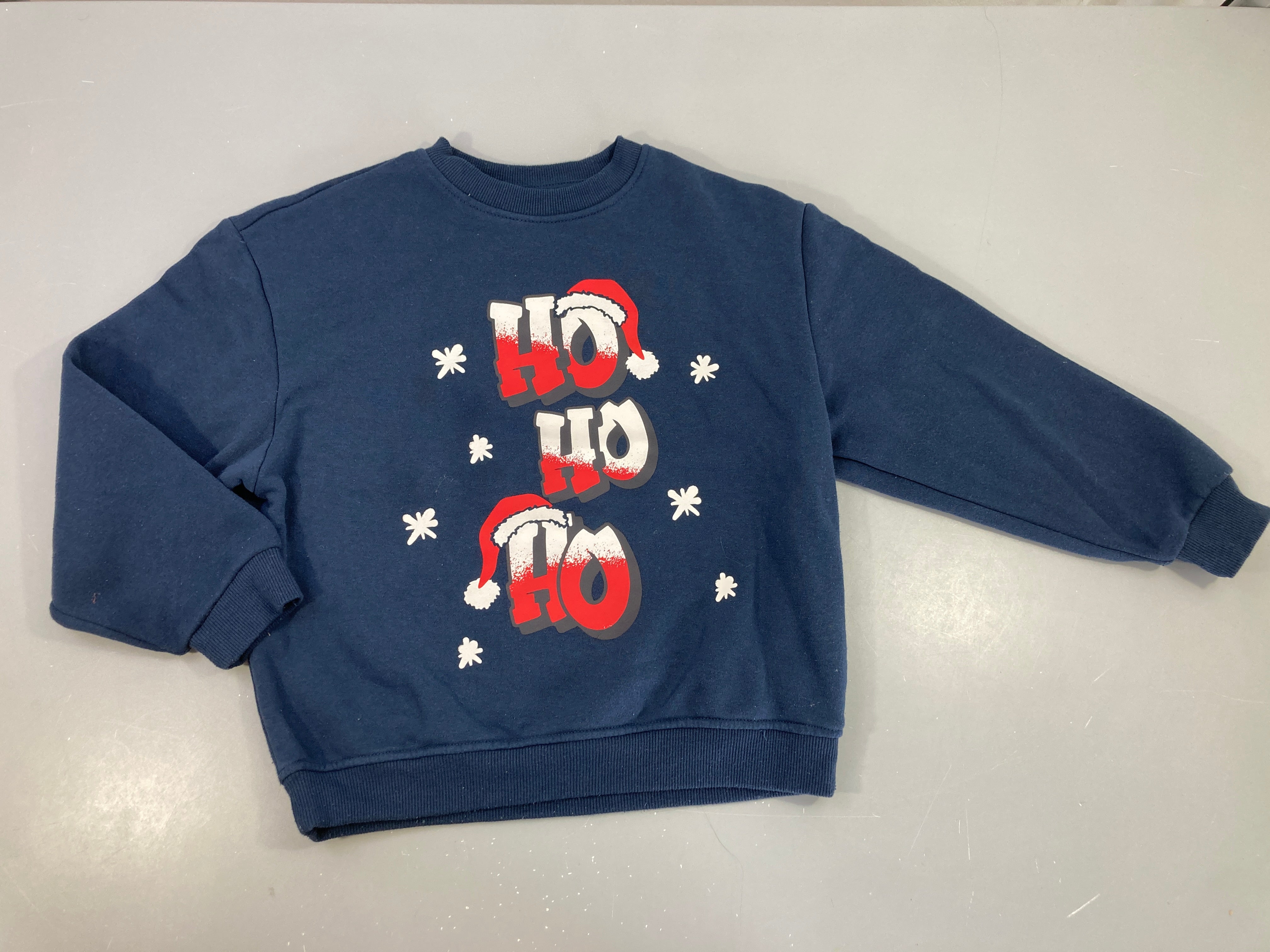 Sweat bleu foncé HO HO Légèrement bouloché
