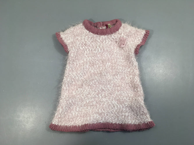 Robe m.c duveteuse blanc/rose, moins cher chez Petit Kiwi
