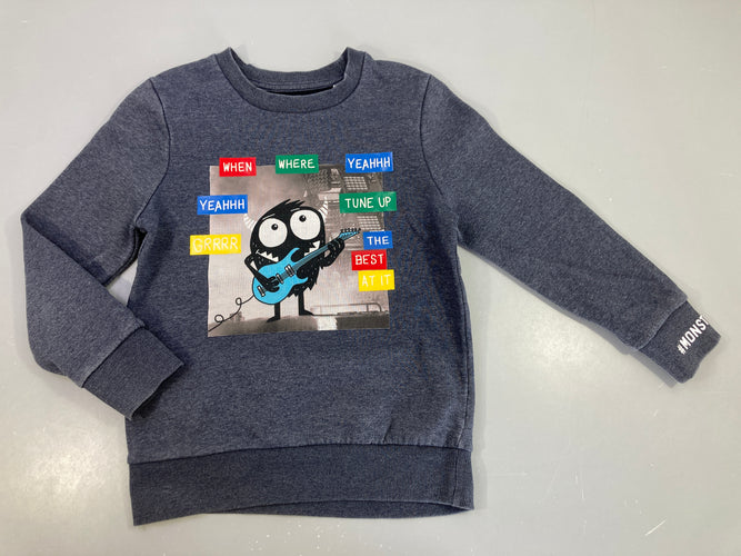 Sweat gris chiné poux guitariste Bouloché bas, moins cher chez Petit Kiwi