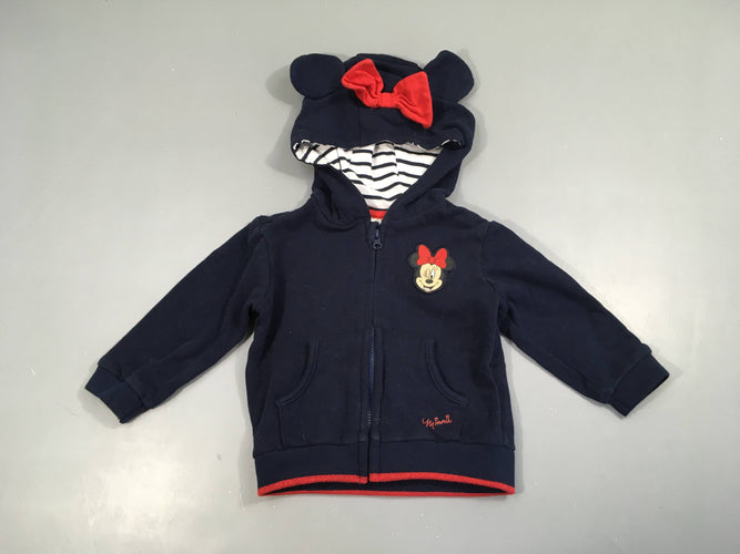 Sweat zippéà capuche bleu marine Minnie, moins cher chez Petit Kiwi