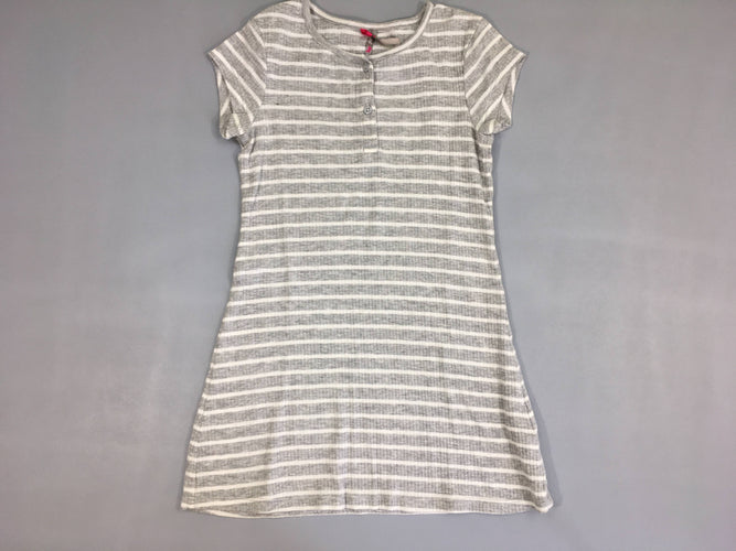 Robe m.c jersey côtelé gris rayé blanc, moins cher chez Petit Kiwi