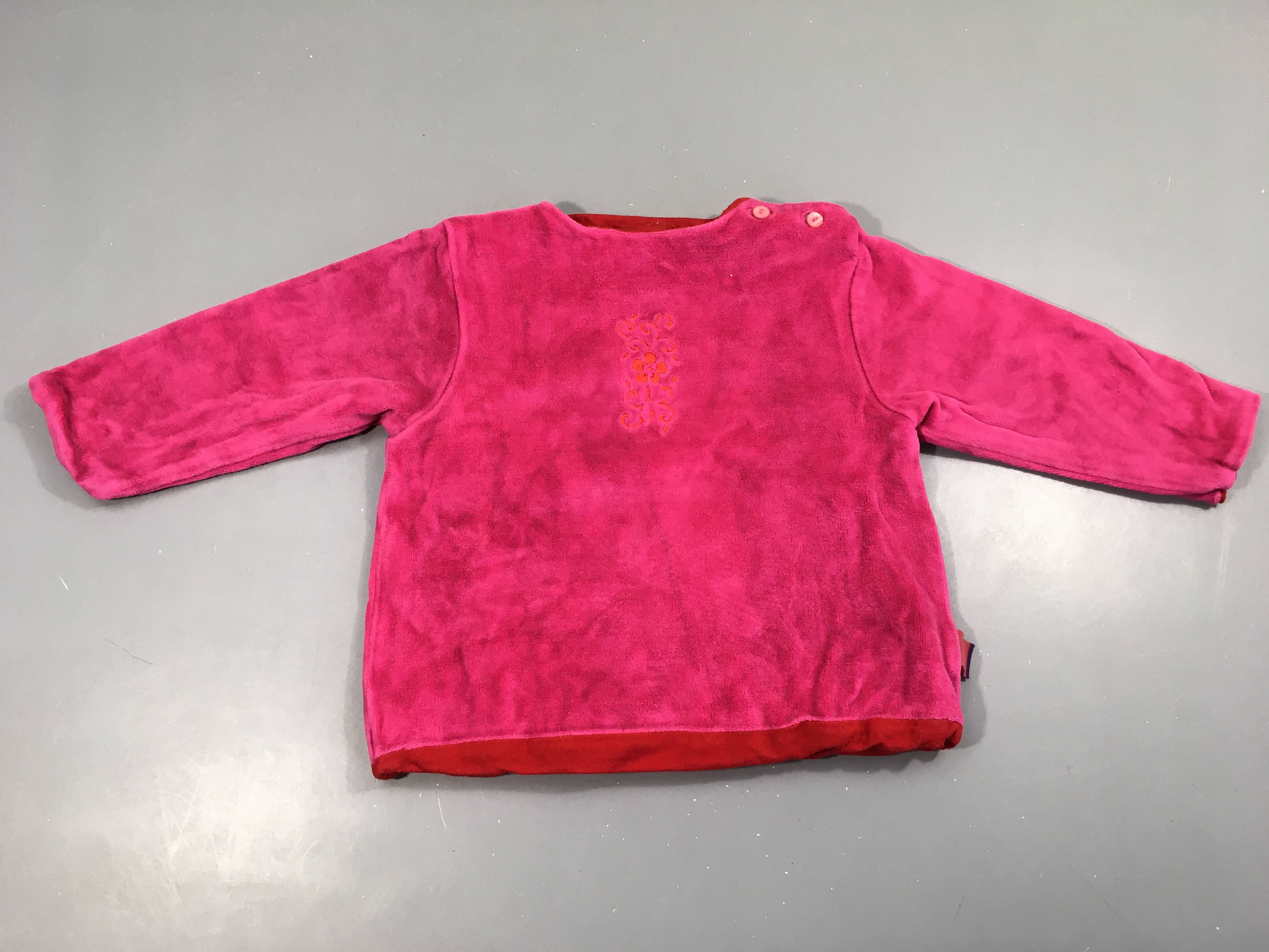 Pull velours rose vif, doublure boulochée