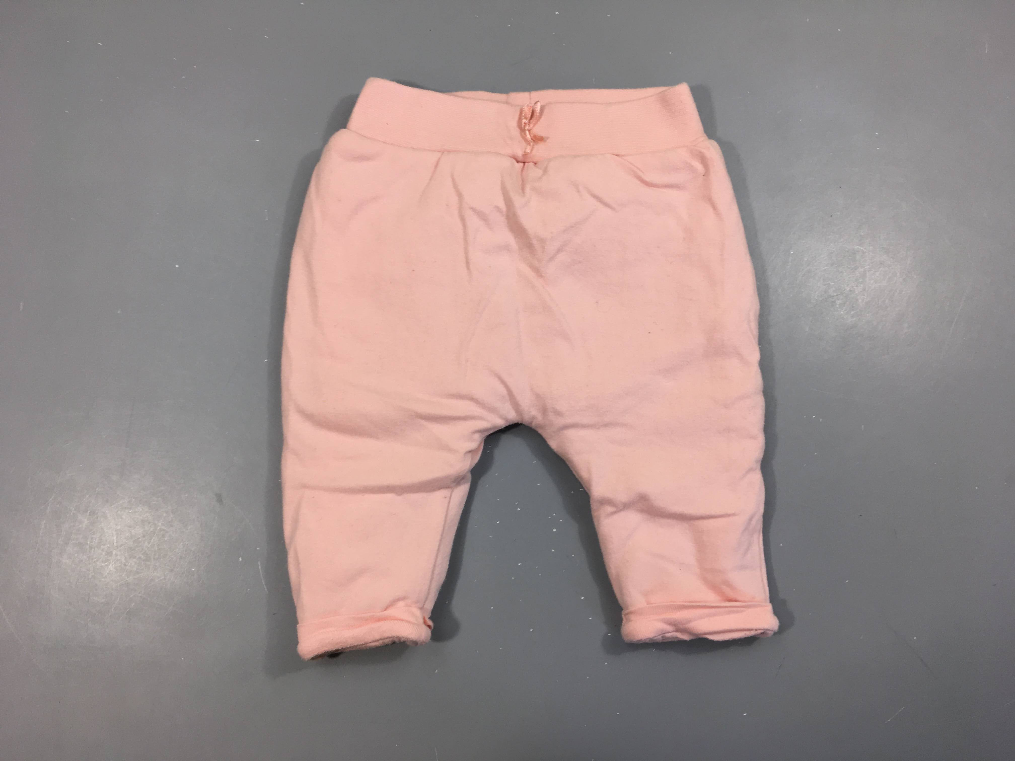 Pantalon jersey ouatiné rose à revers,  un peu bouloché