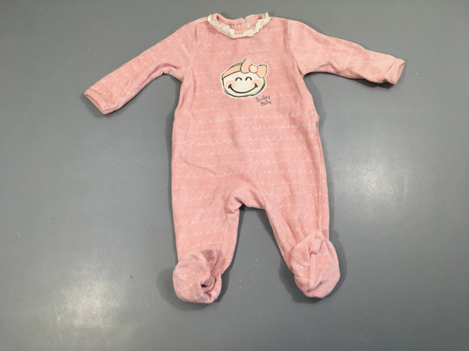 Pyjama velours rose s.miley col, moins cher chez Petit Kiwi