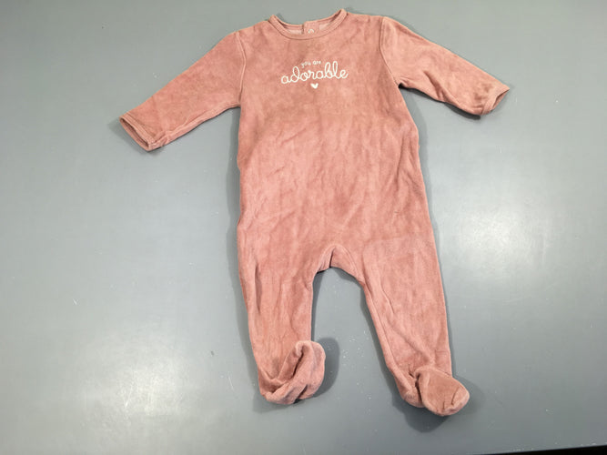 Pyjama velours rose adorable, moins cher chez Petit Kiwi