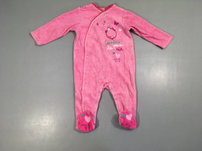 Pyjama velours rose rayé blanc copains, moins cher chez Petit Kiwi