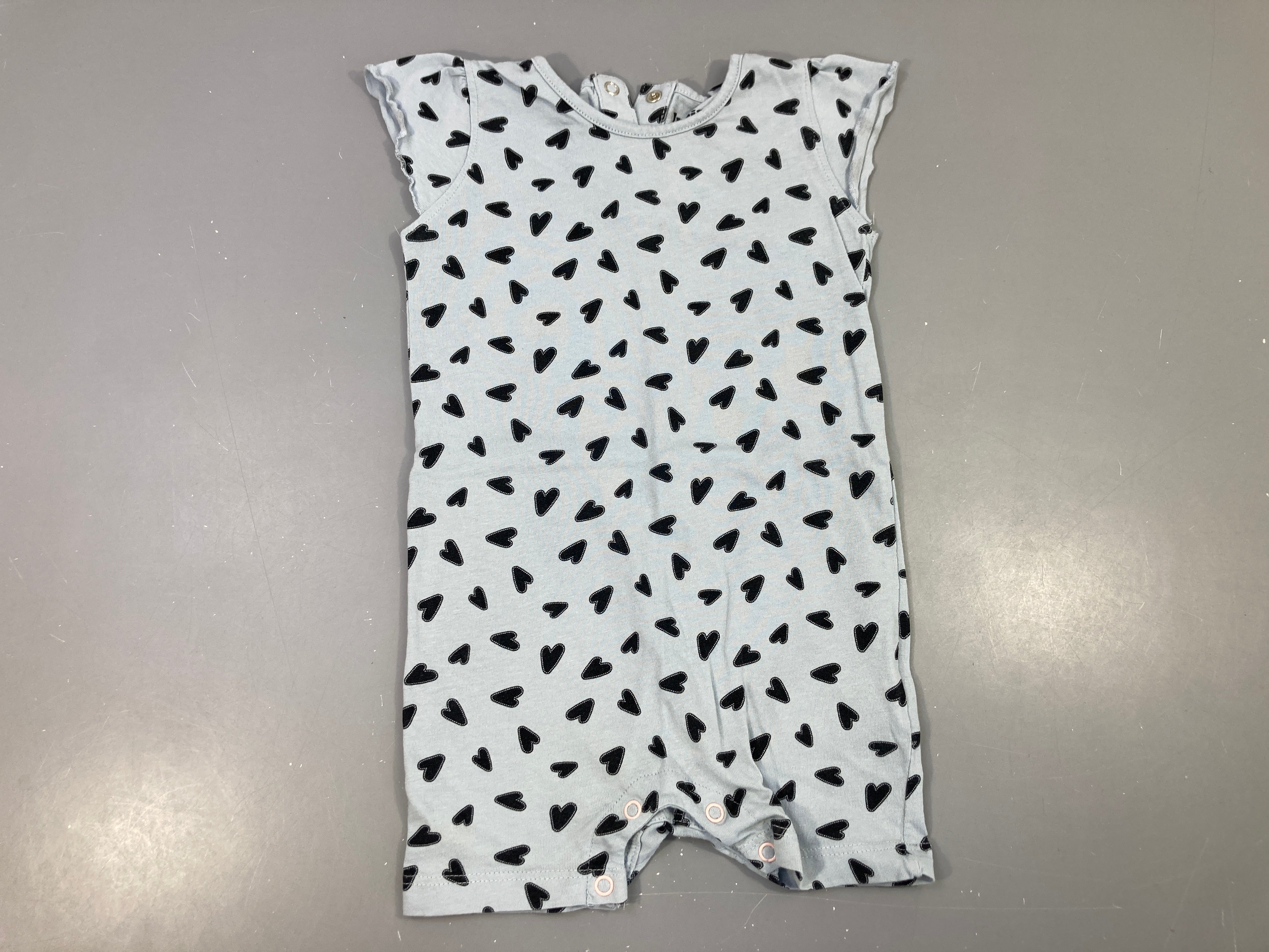 Combishort bleue coeurs noirs