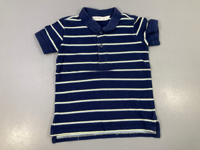 Polo m.c bleu rayé grsi-jaune, moins cher chez Petit Kiwi