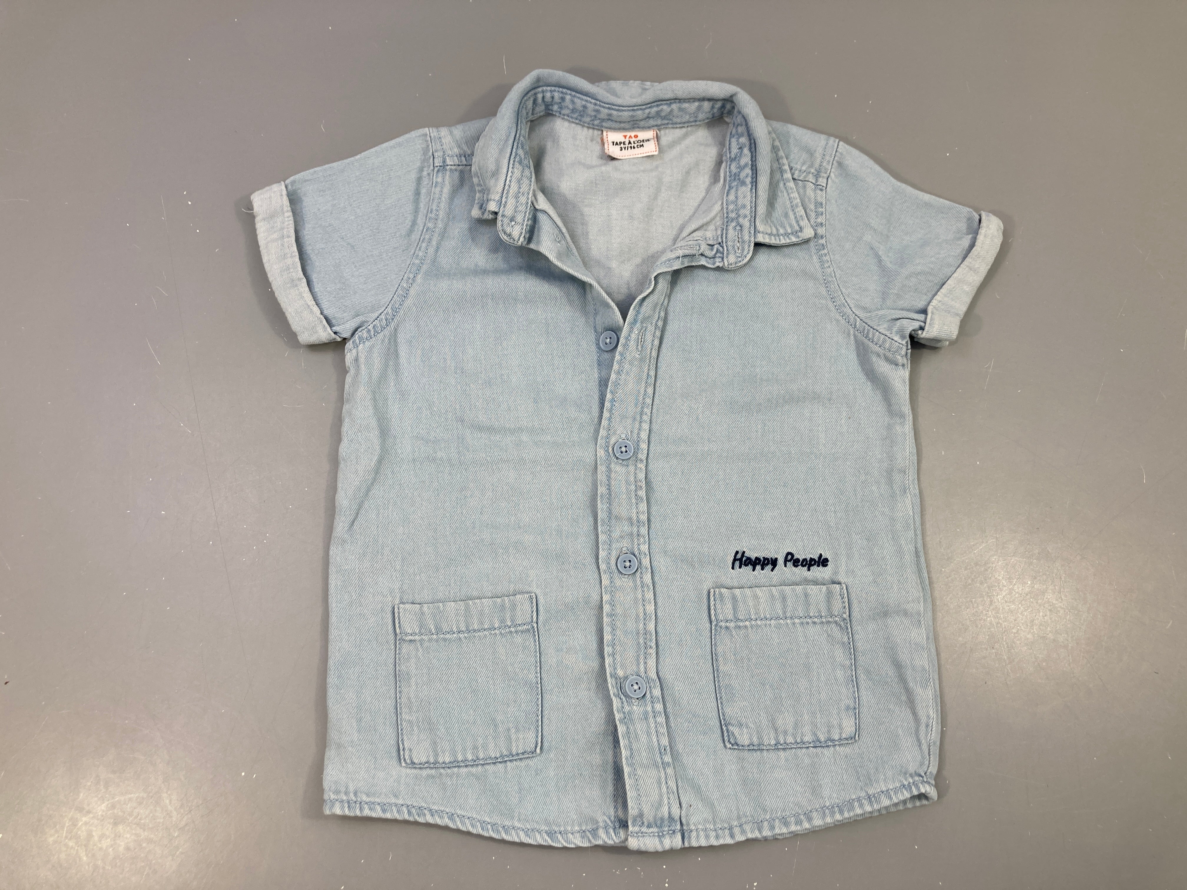 Chemise m.c Denim clair effet délavé