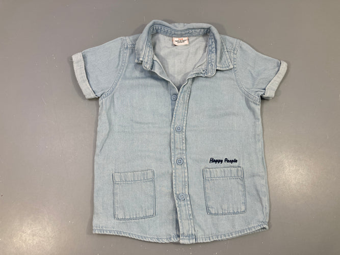Chemise m.c Denim clair effet délavé, moins cher chez Petit Kiwi