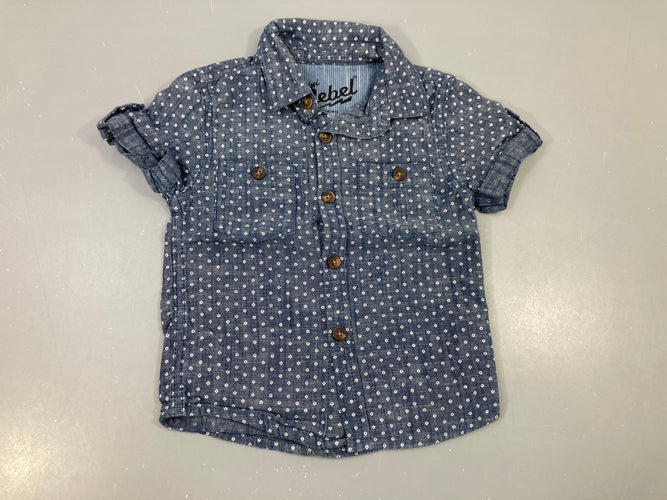 Chemise m.c denim losanges blancs, moins cher chez Petit Kiwi