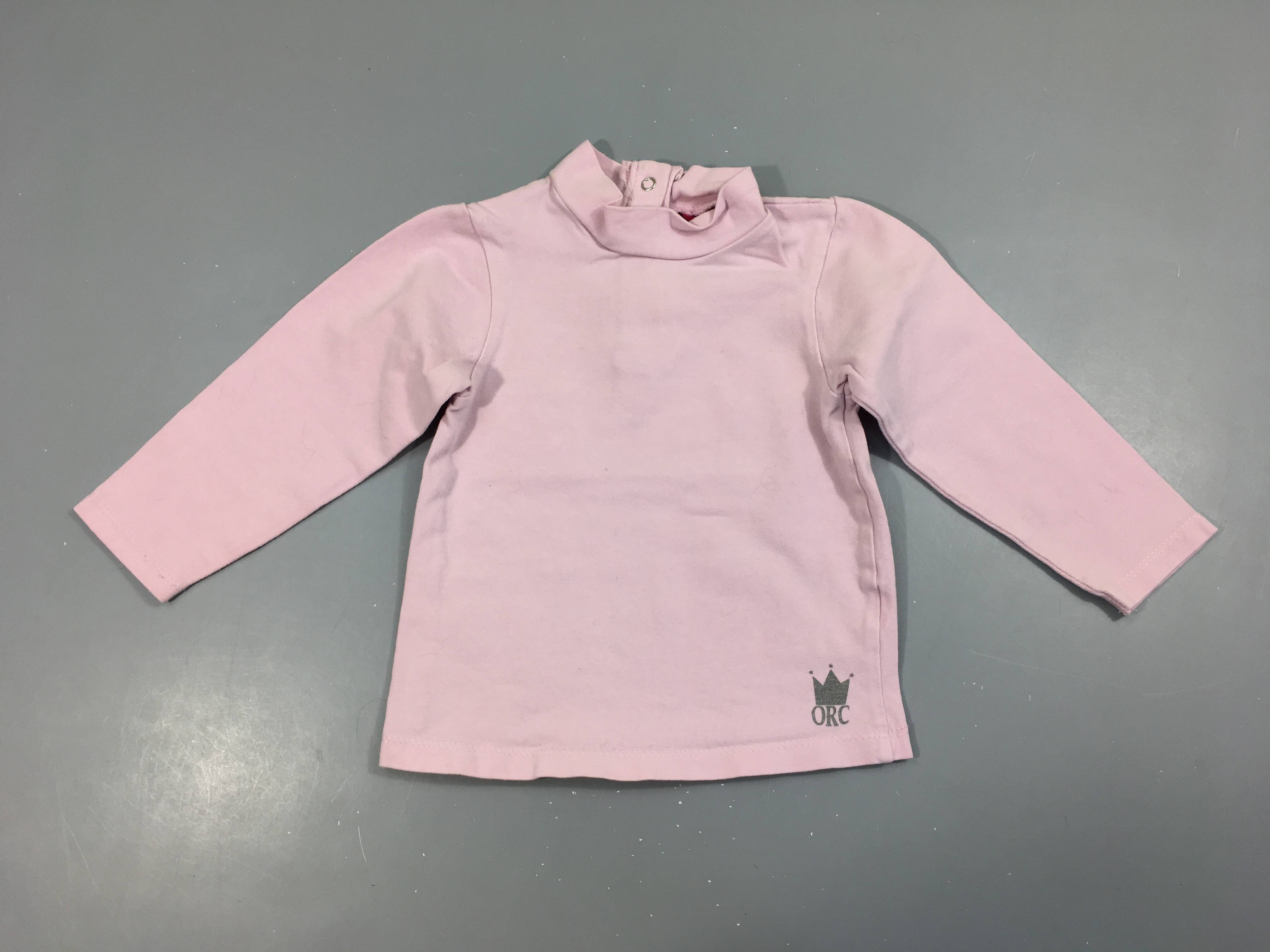 T-shirt m.l rose col montant