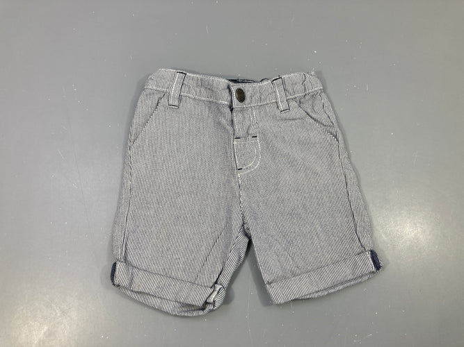 Bermuda gris rayé à revers, moins cher chez Petit Kiwi