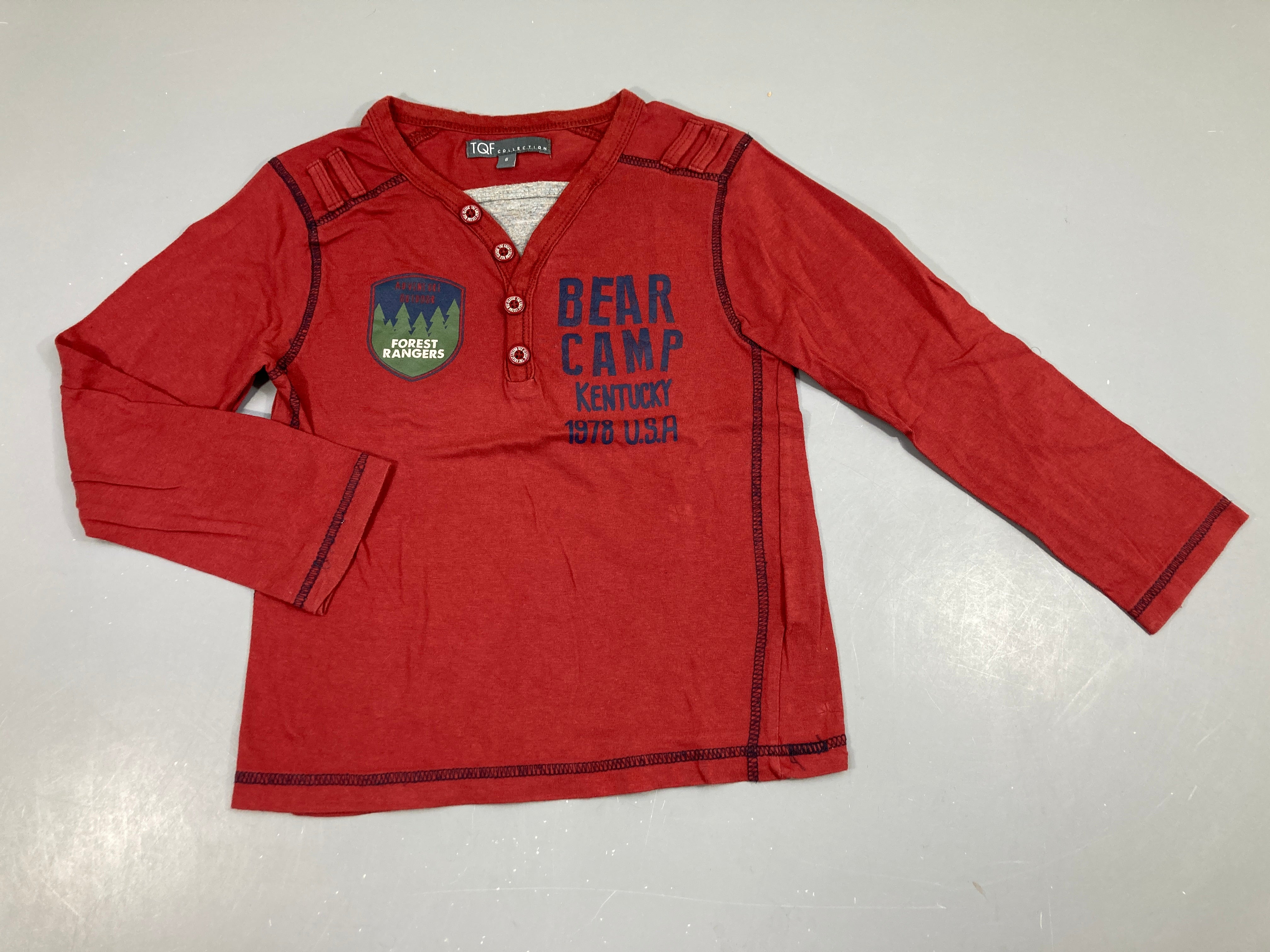 T-shirt m.l brun col V boutons