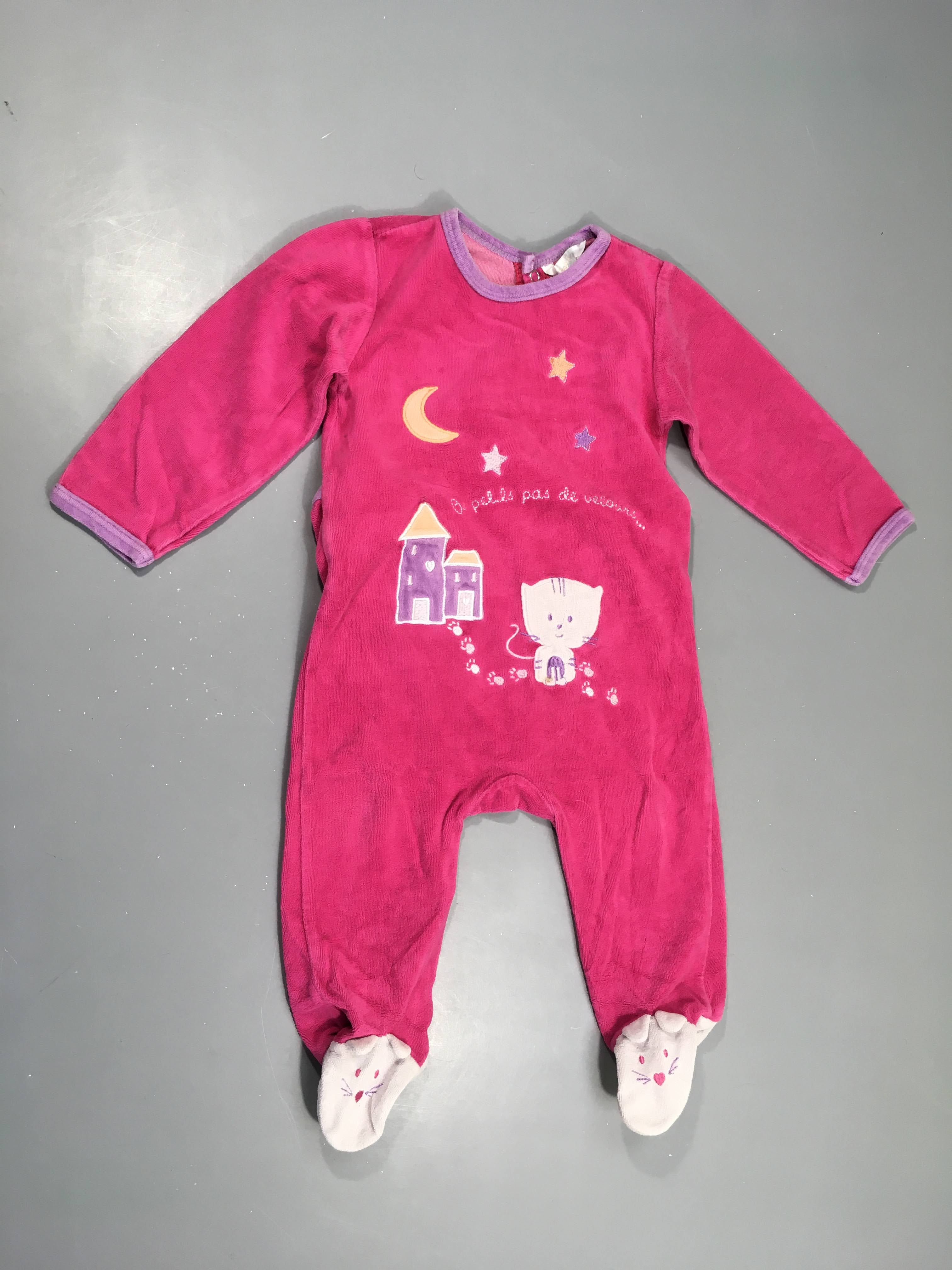 Pyjama velours rose étoiles chats
