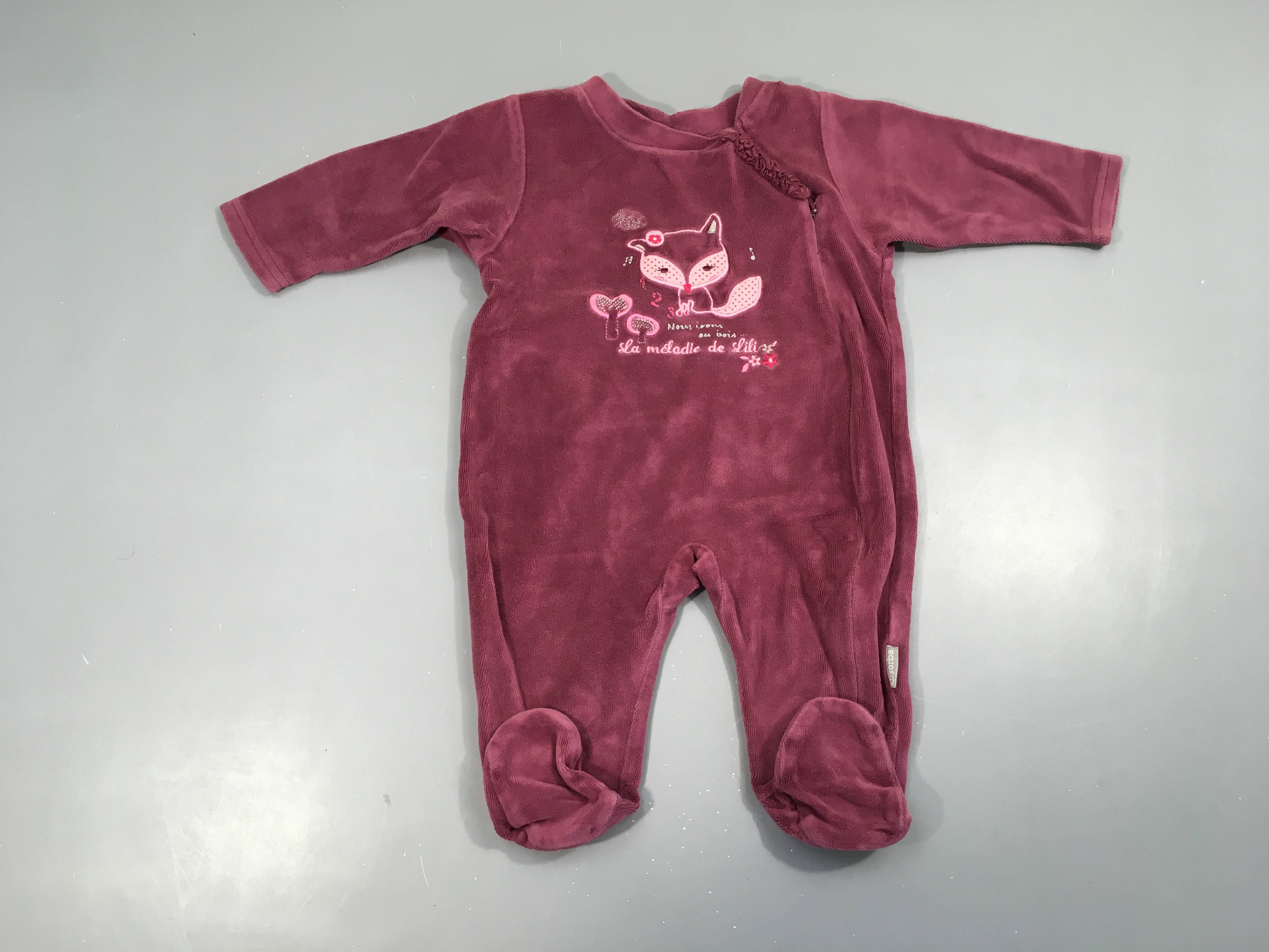 Pyjama velours mauve renard froufrous