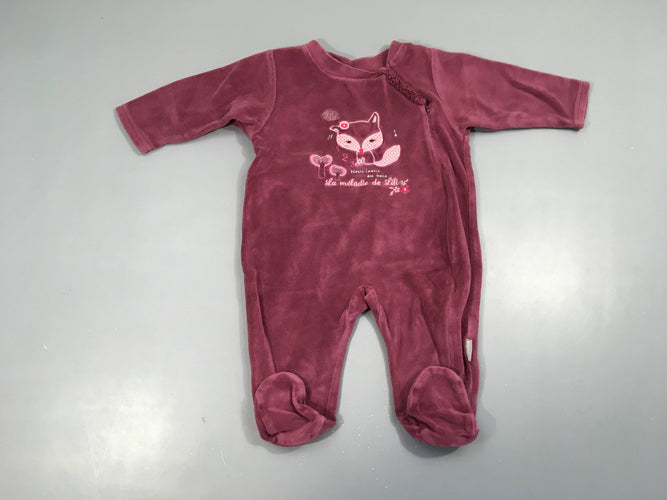 Pyjama velours mauve renard froufrous, moins cher chez Petit Kiwi