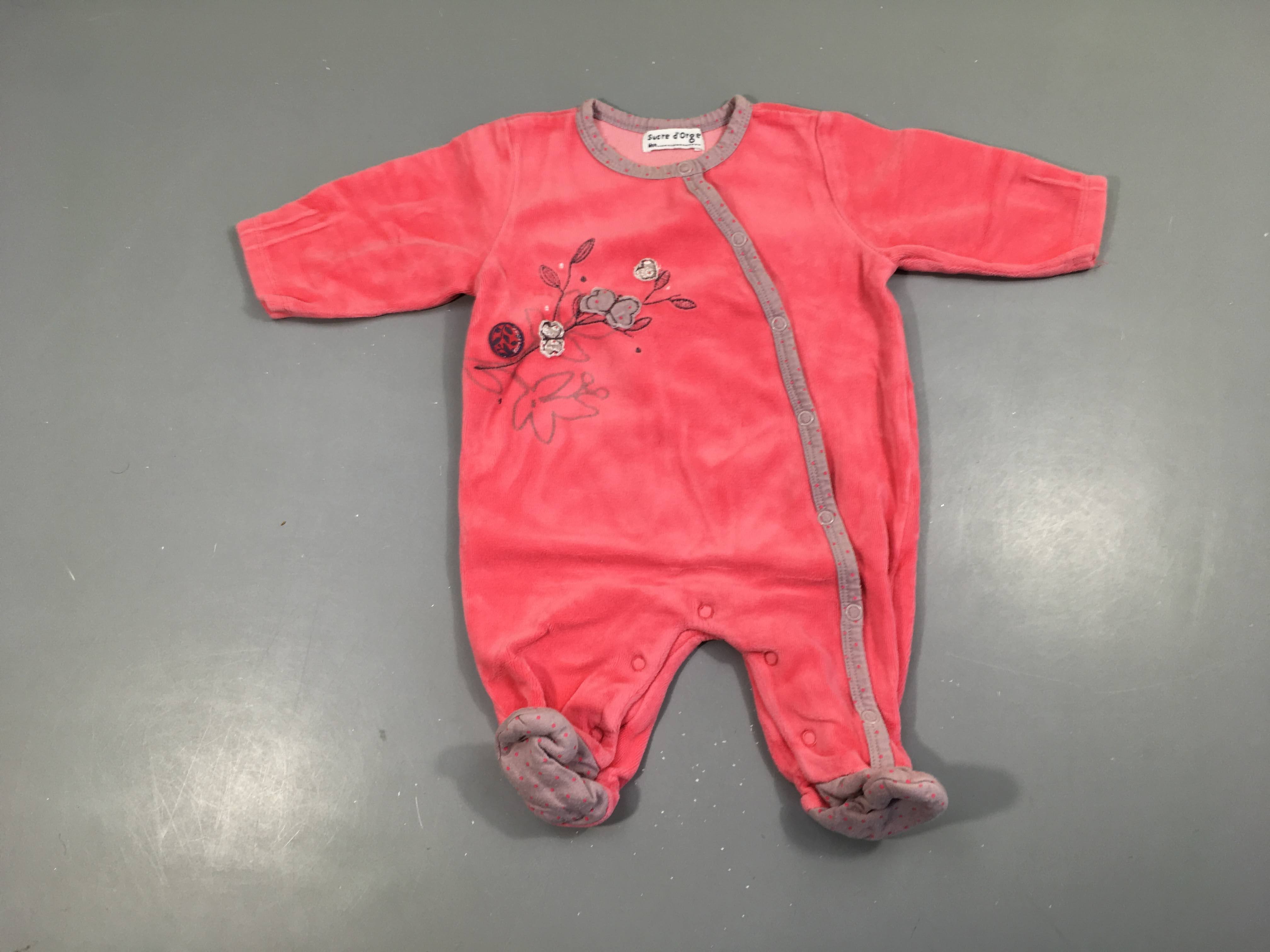 Pyjama velours rose fleurs