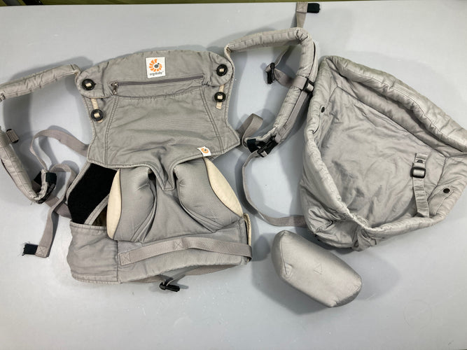 Ergobaby porte bébé gris avec réducteur nouveu-né et coussin, moins cher chez Petit Kiwi