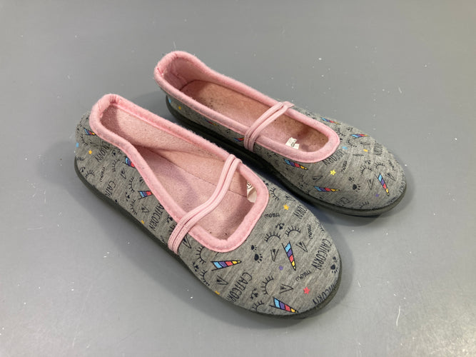 Pantoufles gris chiné licorne, 31, moins cher chez Petit Kiwi