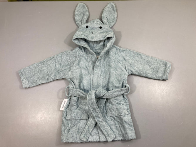 Peignoir éponge gris/bleu lapin à capuche, Liewood, moins cher chez Petit Kiwi