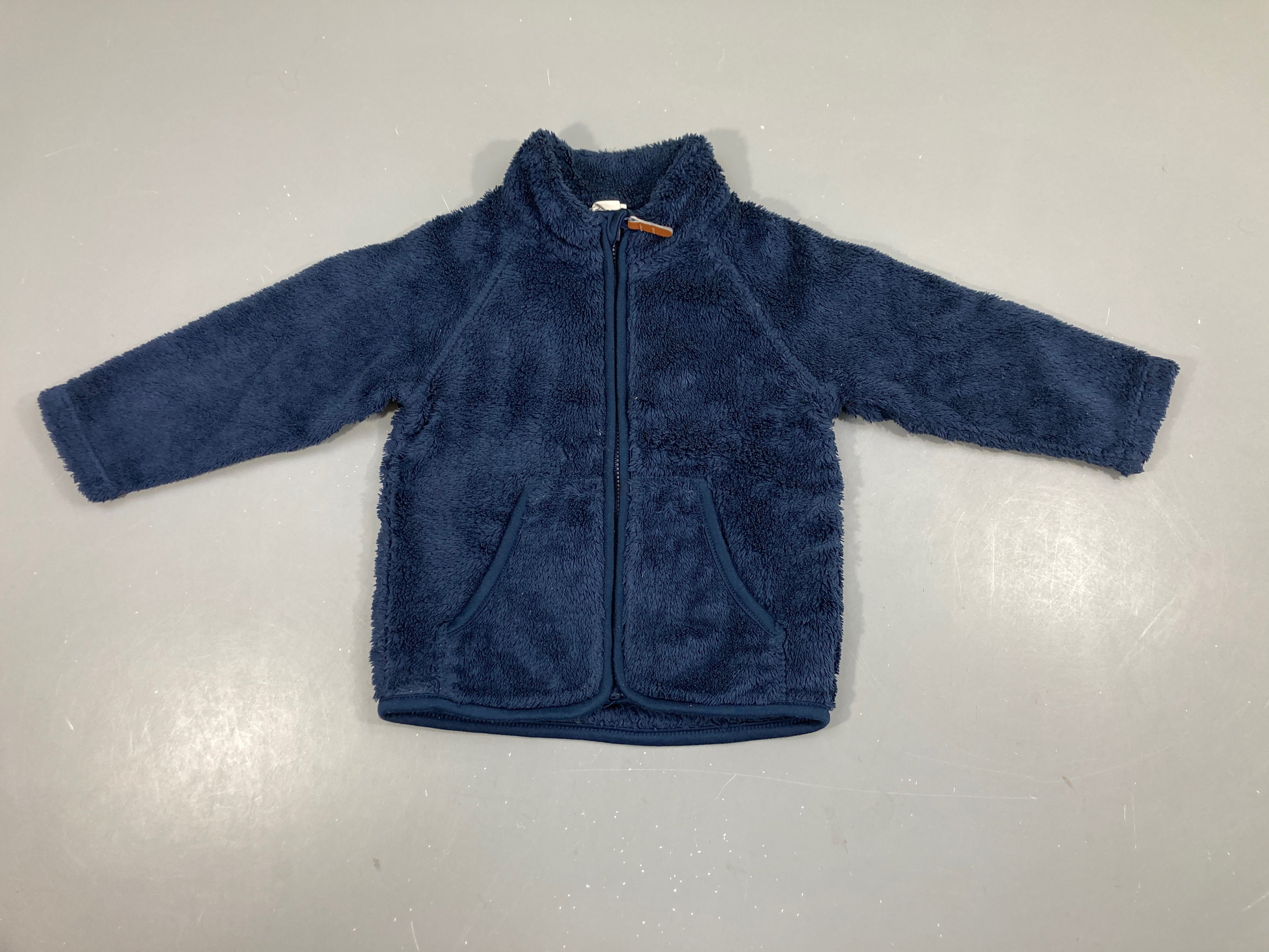Sweat zippé velours bleu foncé