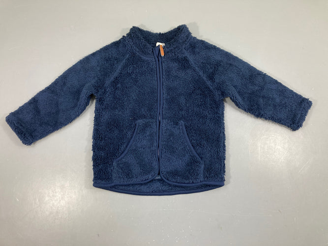 Sweat zippé velours bleu foncé, moins cher chez Petit Kiwi