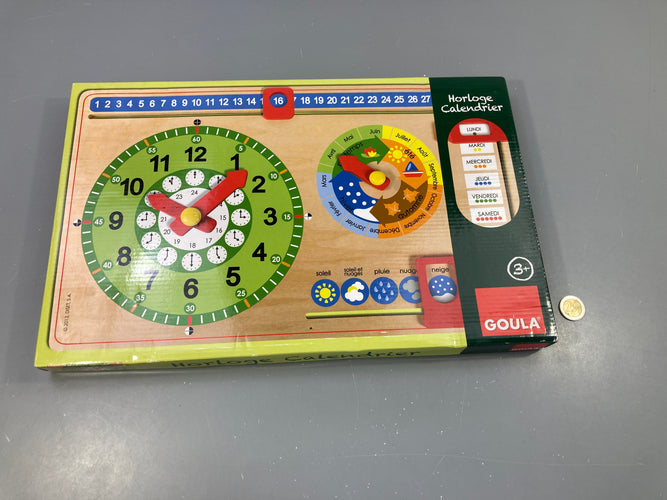 Horloge calendrier en bois, Goula, moins cher chez Petit Kiwi