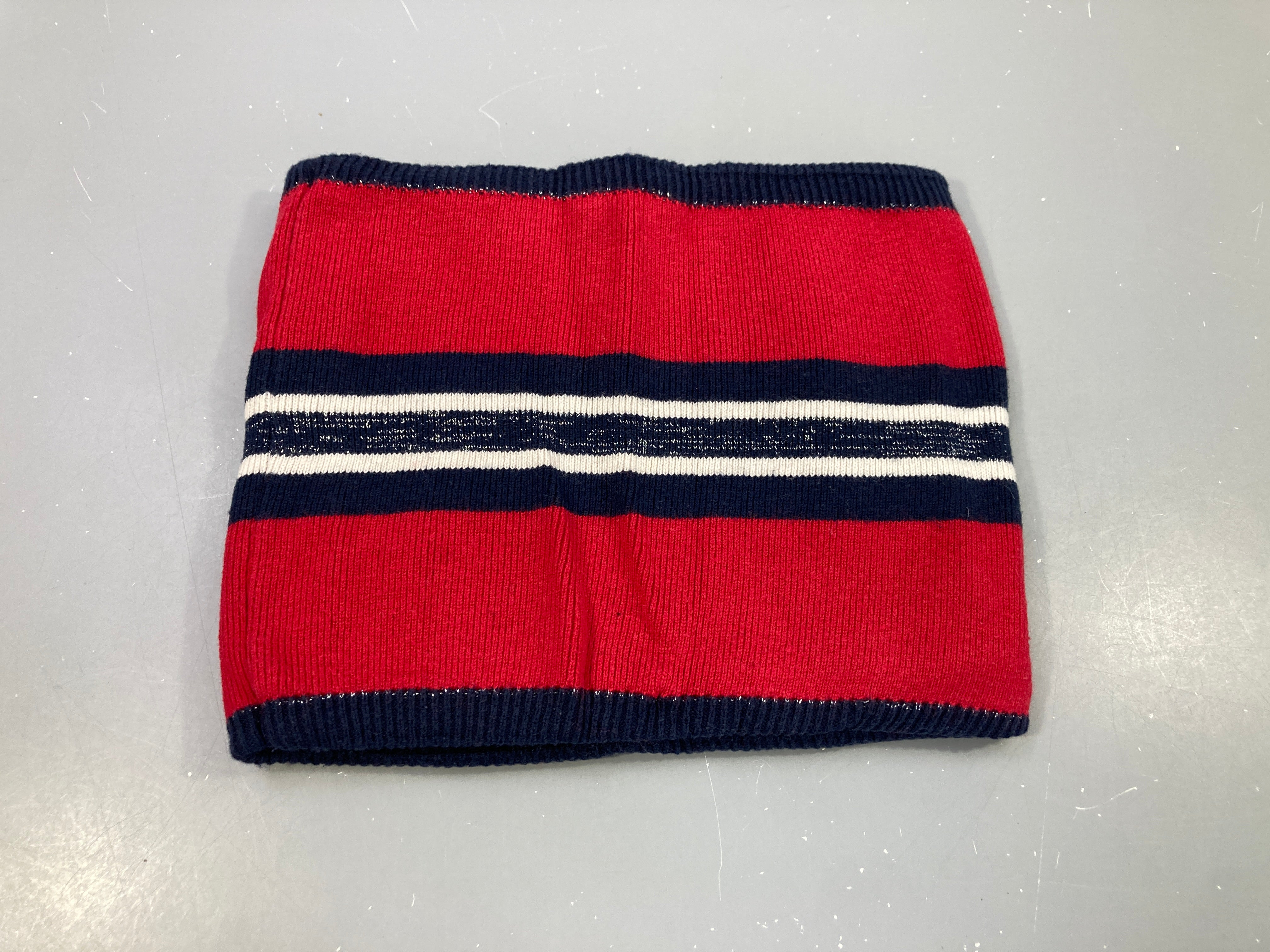 Tour de cou rouge/bleu marine irisé doublé velours