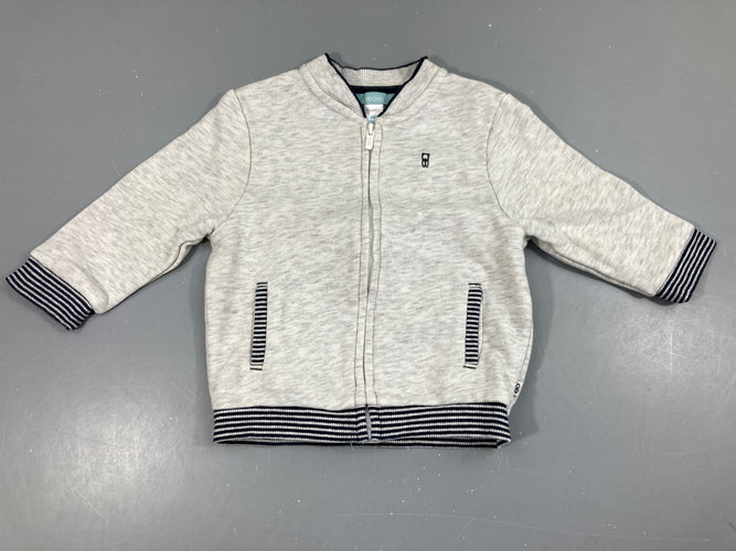 Sweat zippé gris chiné rayé, moins cher chez Petit Kiwi