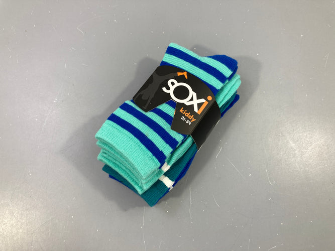 NEUF 4 paires bleu/vert, 31-34, moins cher chez Petit Kiwi