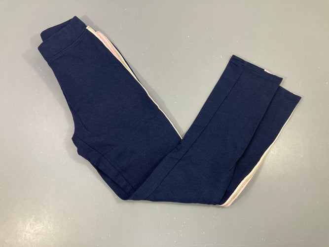 Pantalon jersey bleu foncé liseret rose irisé, moins cher chez Petit Kiwi