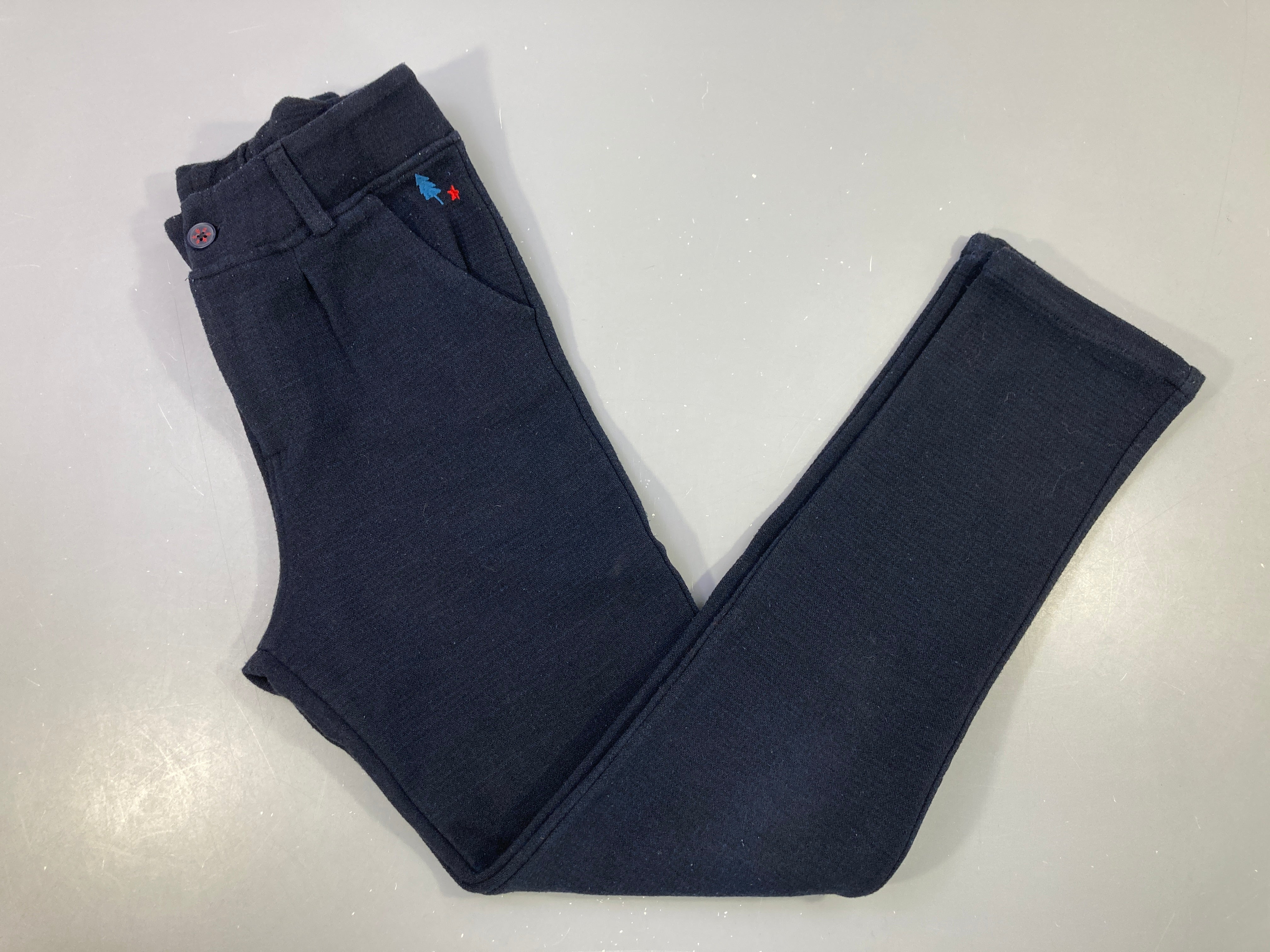 Pantalon molleton texturé bleu marine, bouloché
