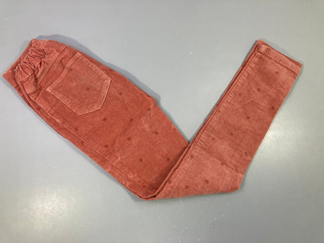 Pantalon velours côtelé rose feuilles, moins cher chez Petit Kiwi