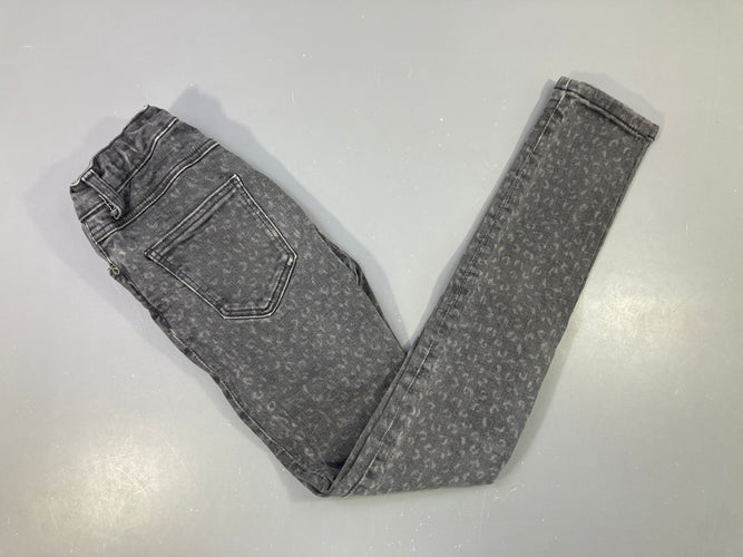 Pantalon denim gris léopard Super Skinny, moins cher chez Petit Kiwi