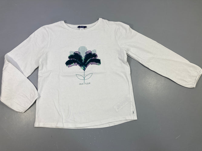 T-shirt m.l blanc fleurs tulle vert, moins cher chez Petit Kiwi
