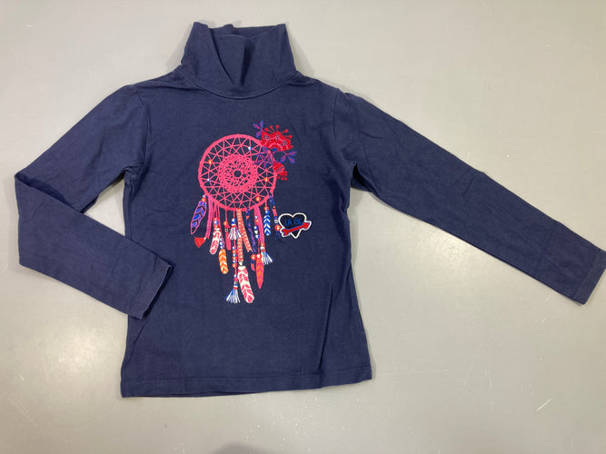 T-shirt col roulé bleu marine attrape-rêves, moins cher chez Petit Kiwi