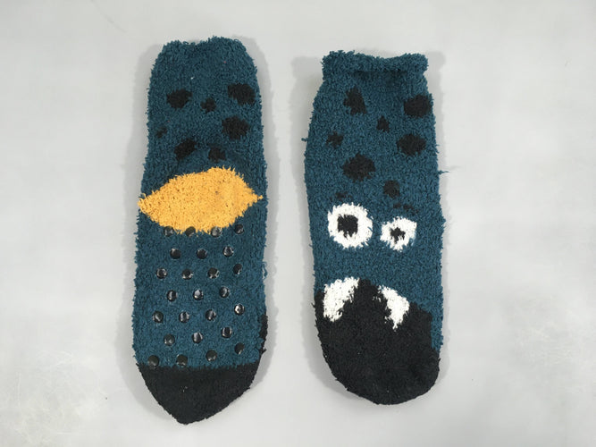 Chaussettes atidérapantes bleu canard-ocre, moins cher chez Petit Kiwi