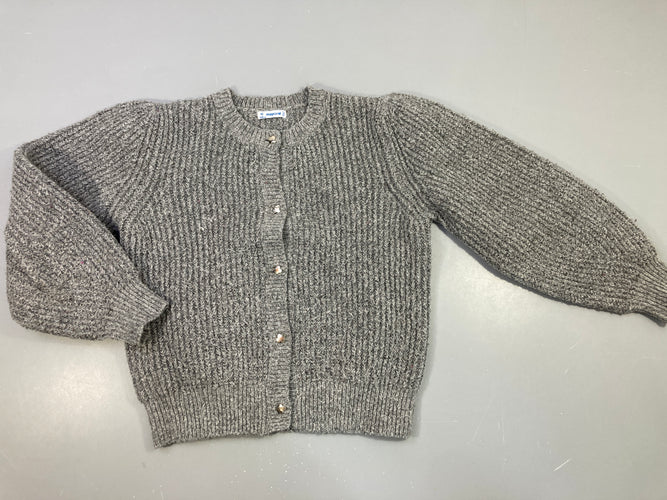 Gilet épais gris chiné 4% laine, bouloché, moins cher chez Petit Kiwi