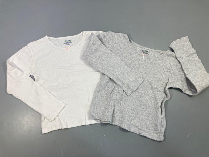 2 chemisettes ml blanc/gris chiné, moins cher chez Petit Kiwi