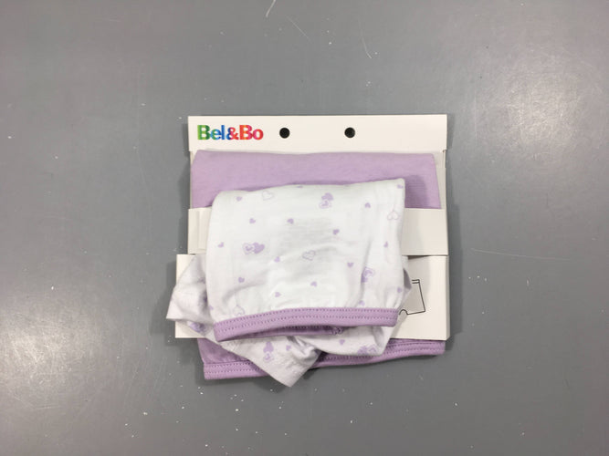 Neuf-2 Boxers blanc-lilas coeurs, moins cher chez Petit Kiwi