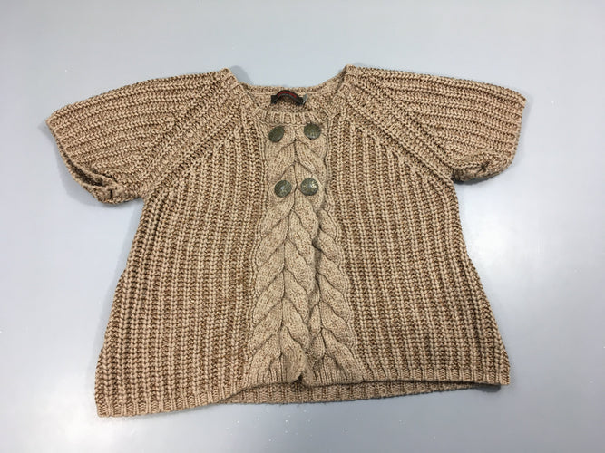 Gilet taupe fil métalisé cuivre, moins cher chez Petit Kiwi