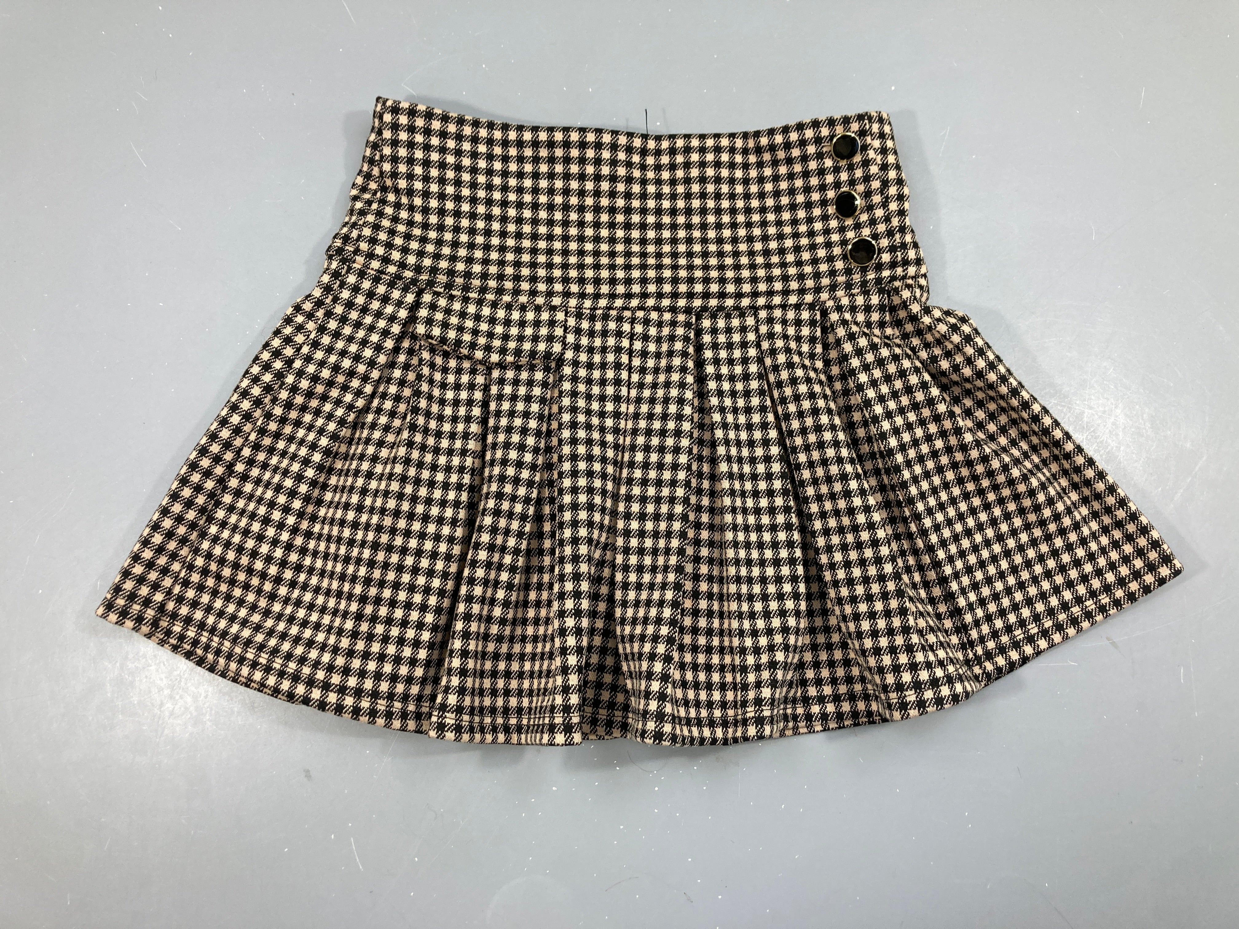 Jupe molleton beige à carreaux